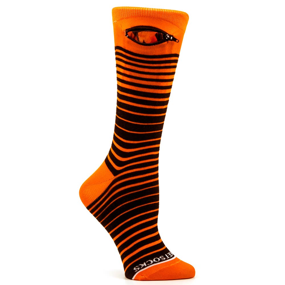 Orange - Black, Fashion Crew Pocket Socks®