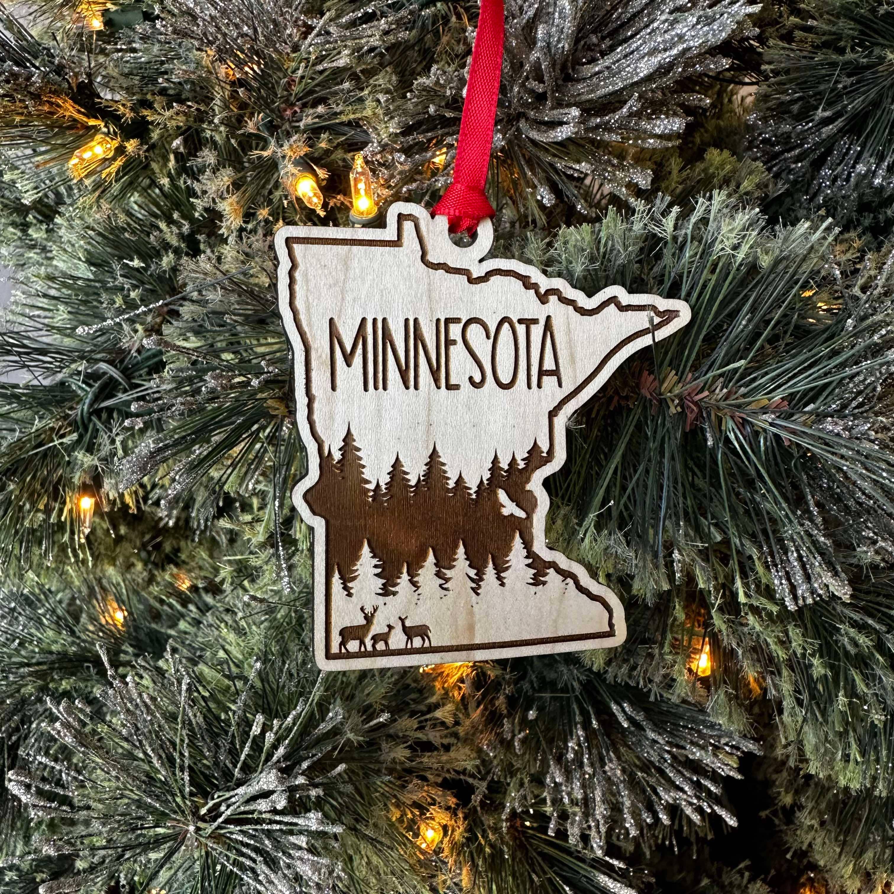 Minnesota Trees Wood Ornament