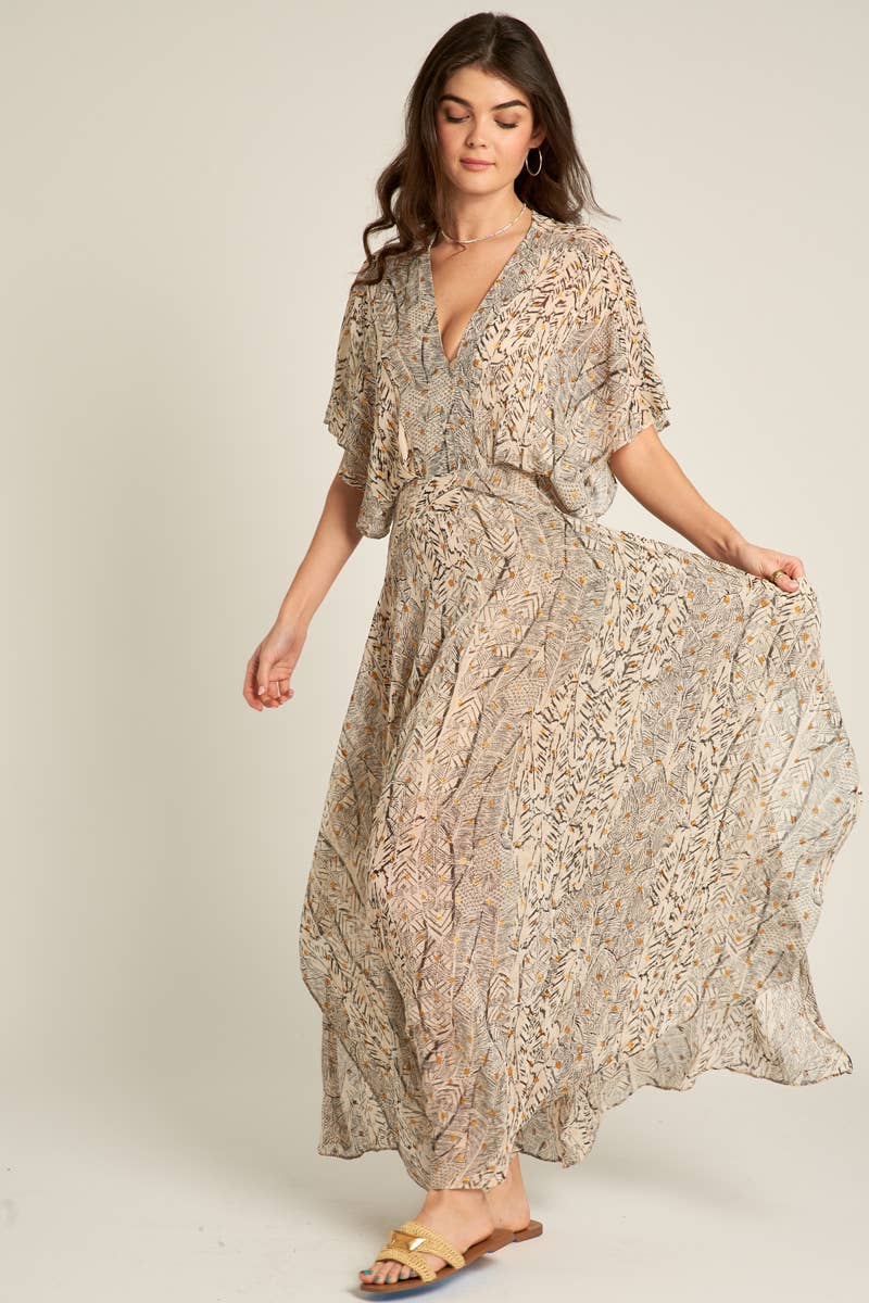 Printed Gauze Maxi Dress