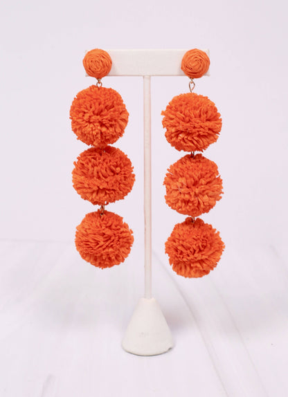 Buford Pom Pom Drop Earring ORANGE