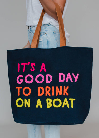 Navy Drink On A Boat Tote