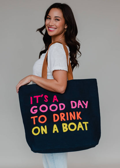 Navy Drink On A Boat Tote