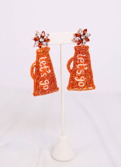 Let's Go Megaphone Earring ORANGE WHITE