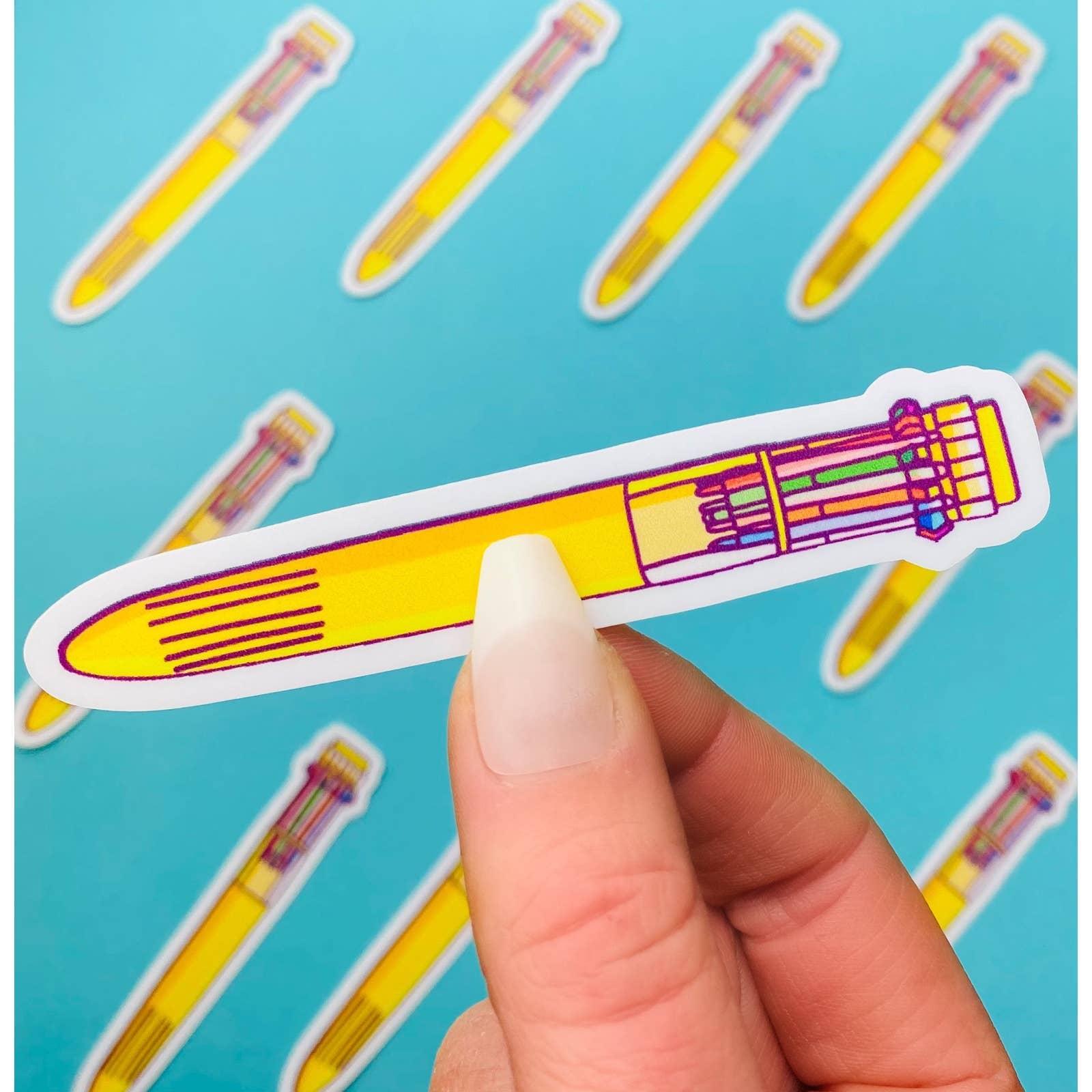 90s Sticker - Rainbow Click Pen -Nineties Aesthetic Stickers