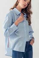 LOOSE FIT BUTTON DOWN STRIPE SHIRT