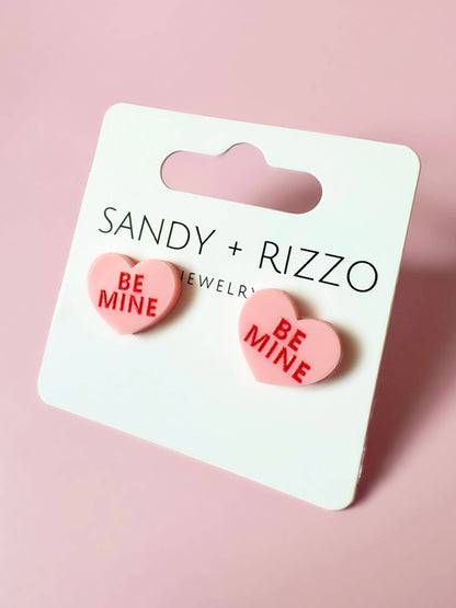 Pink Conversation Heart Stud