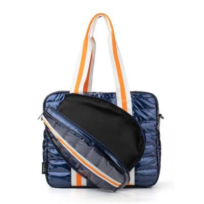 Puffer Pickle Ball Tote Navy with Orange Stripe