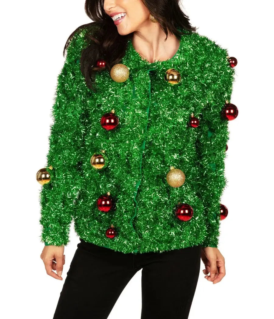 Bristle Babe Women's Ugly Christmas Tree Cardigan Sweater