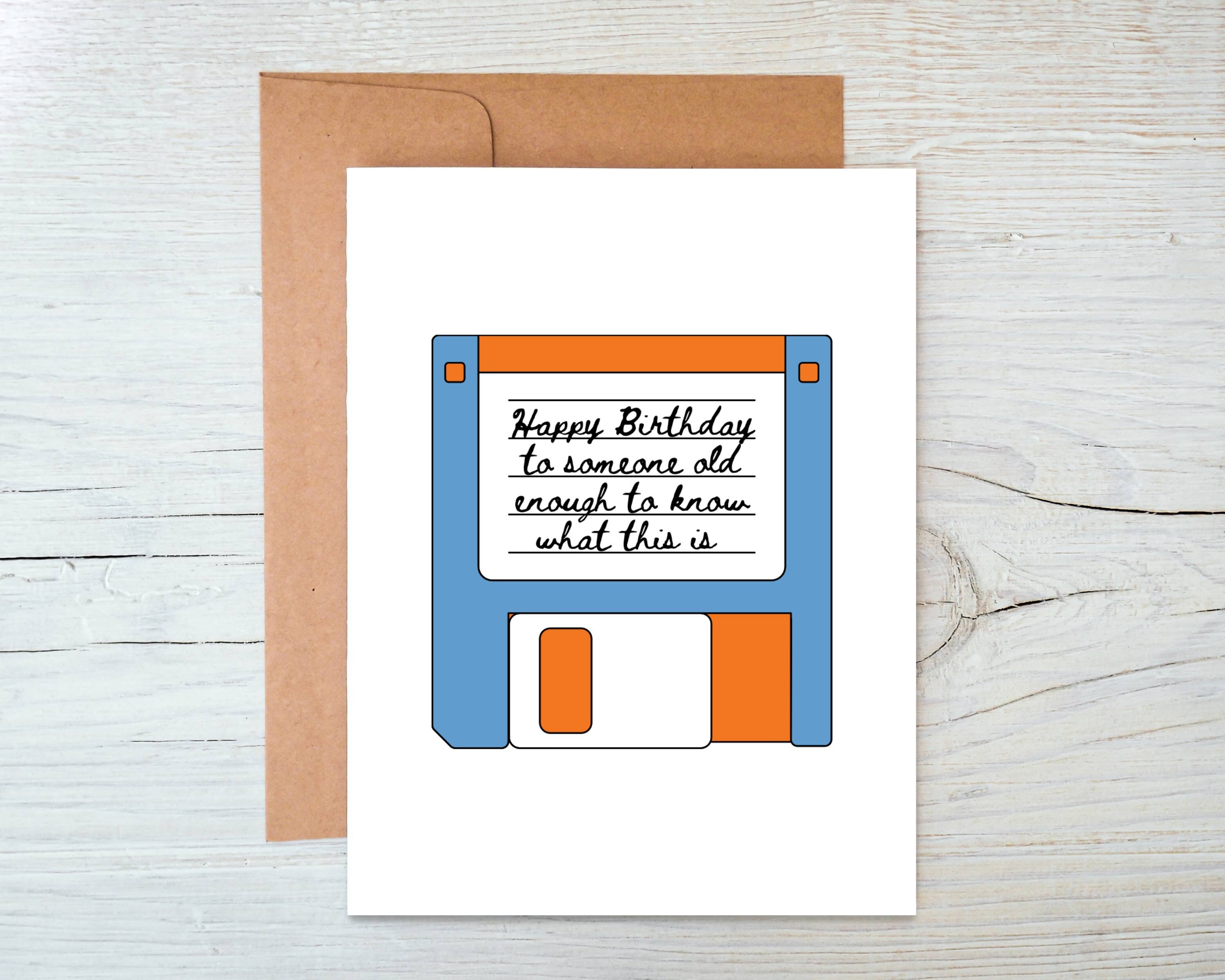 Funny 90s Retro Birthday Card - Floppy Disk