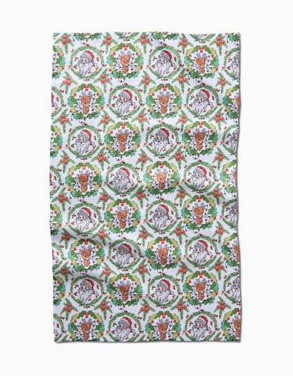 Berry Retro Holiday Tea Towel