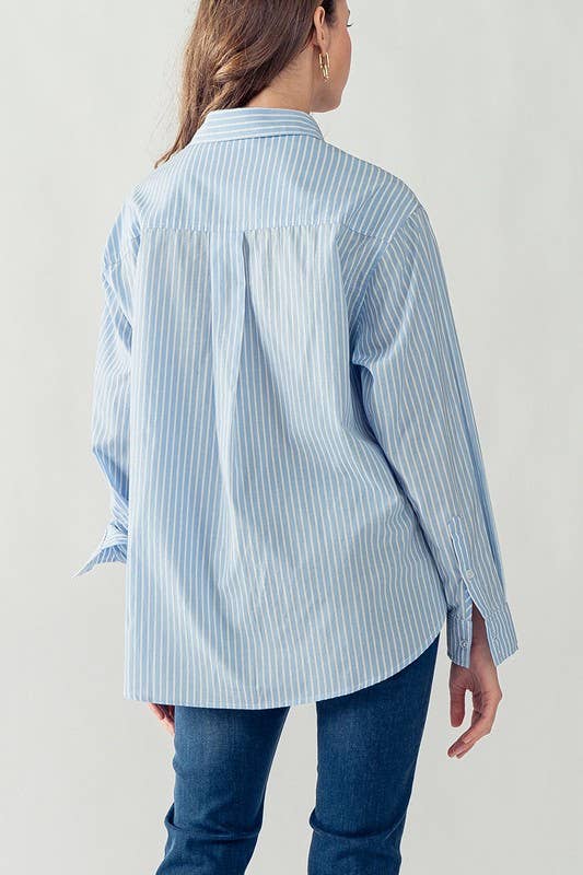 LOOSE FIT BUTTON DOWN STRIPE SHIRT