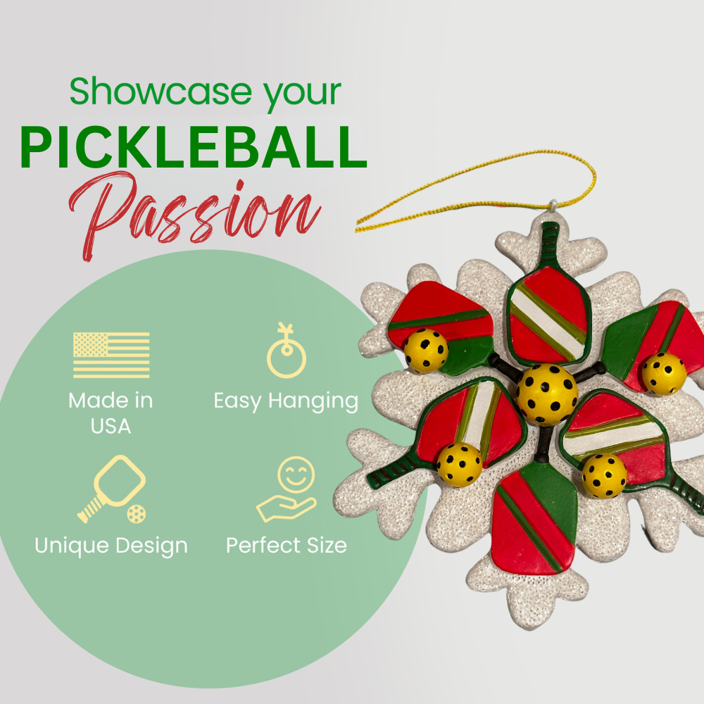 Pickleball Snowflake Christmas Ornament