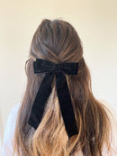 Classic Velvet Hair Bow Barrette: Black