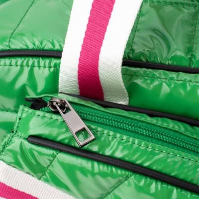 Puffer Pickle Ball Tote Green with Pink Stripe