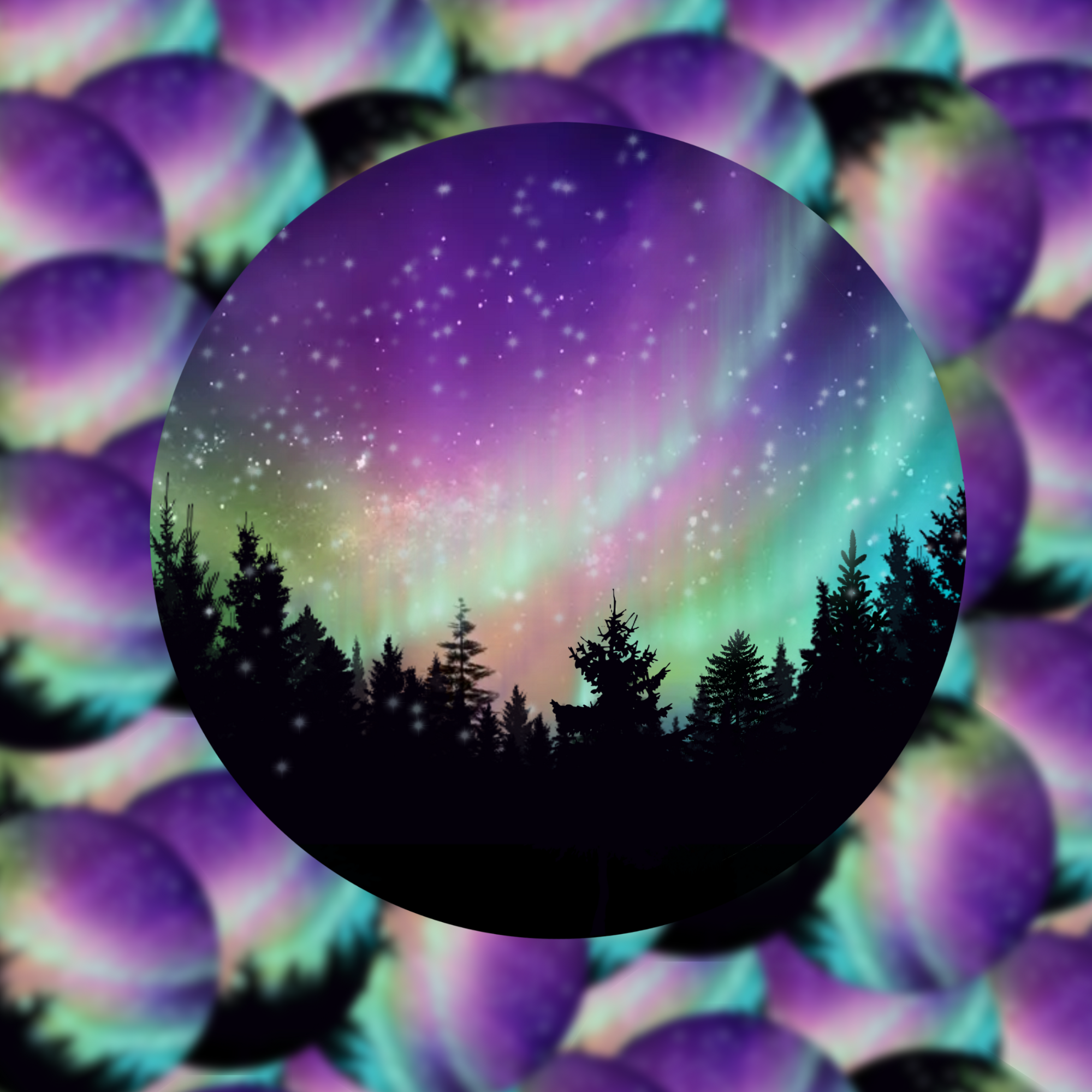 Northern Lights Circle Sticker