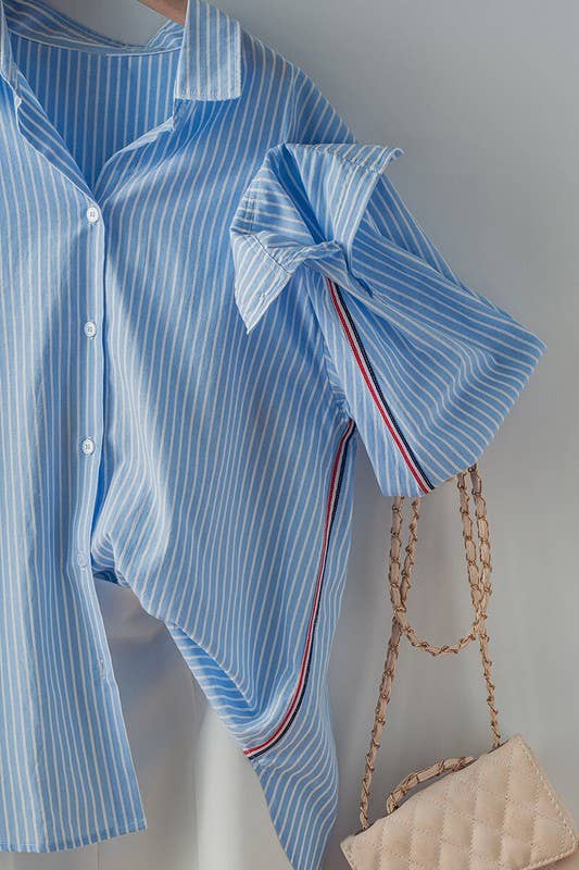 LOOSE FIT BUTTON DOWN STRIPE SHIRT