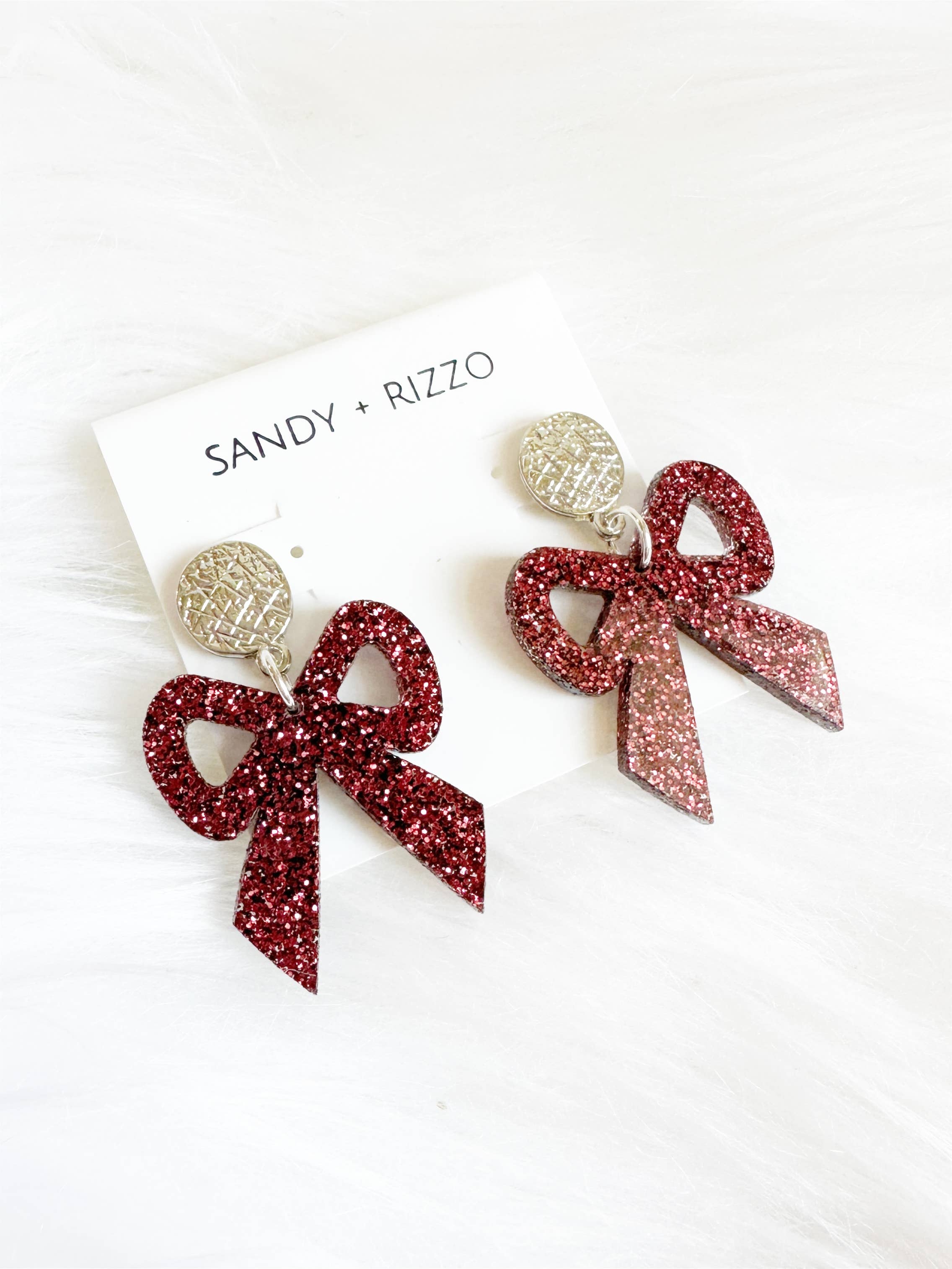 Crimson Glitter Bow Dangle