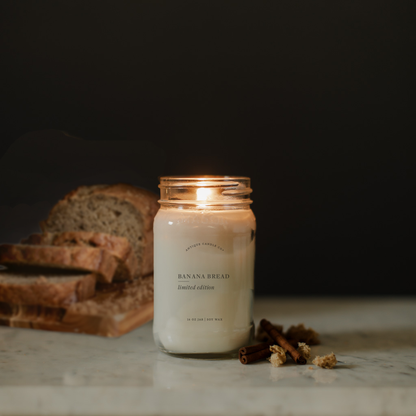 Soy Wax Mason Jar Candle - Banana Bread