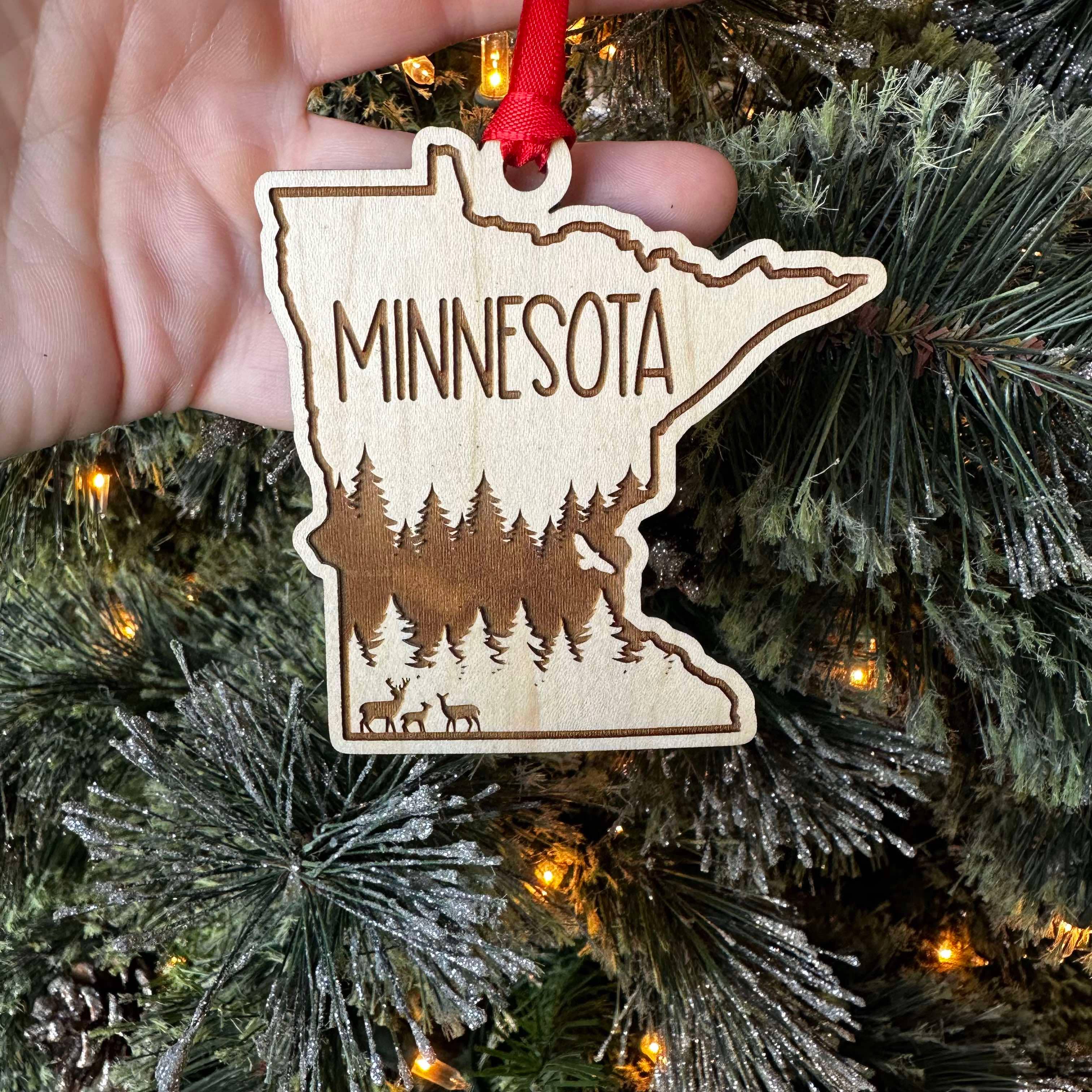 Minnesota Trees Wood Ornament