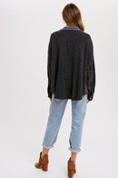 SLOUCHY WAFFLE KNIT JACKET: NAVY / M/L