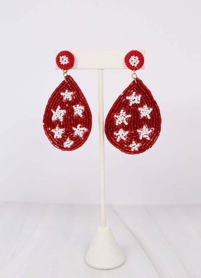 Clinton Star Beaded Earring CRIMSON