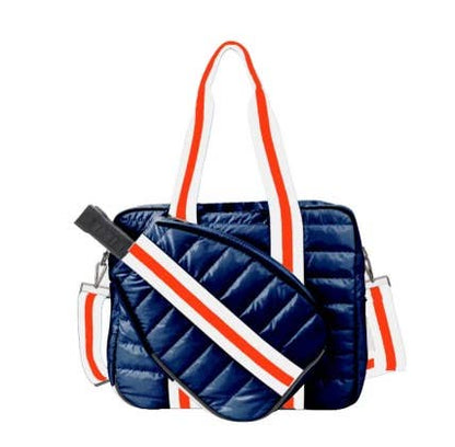 Puffer Pickle Ball Tote Navy with Orange Stripe