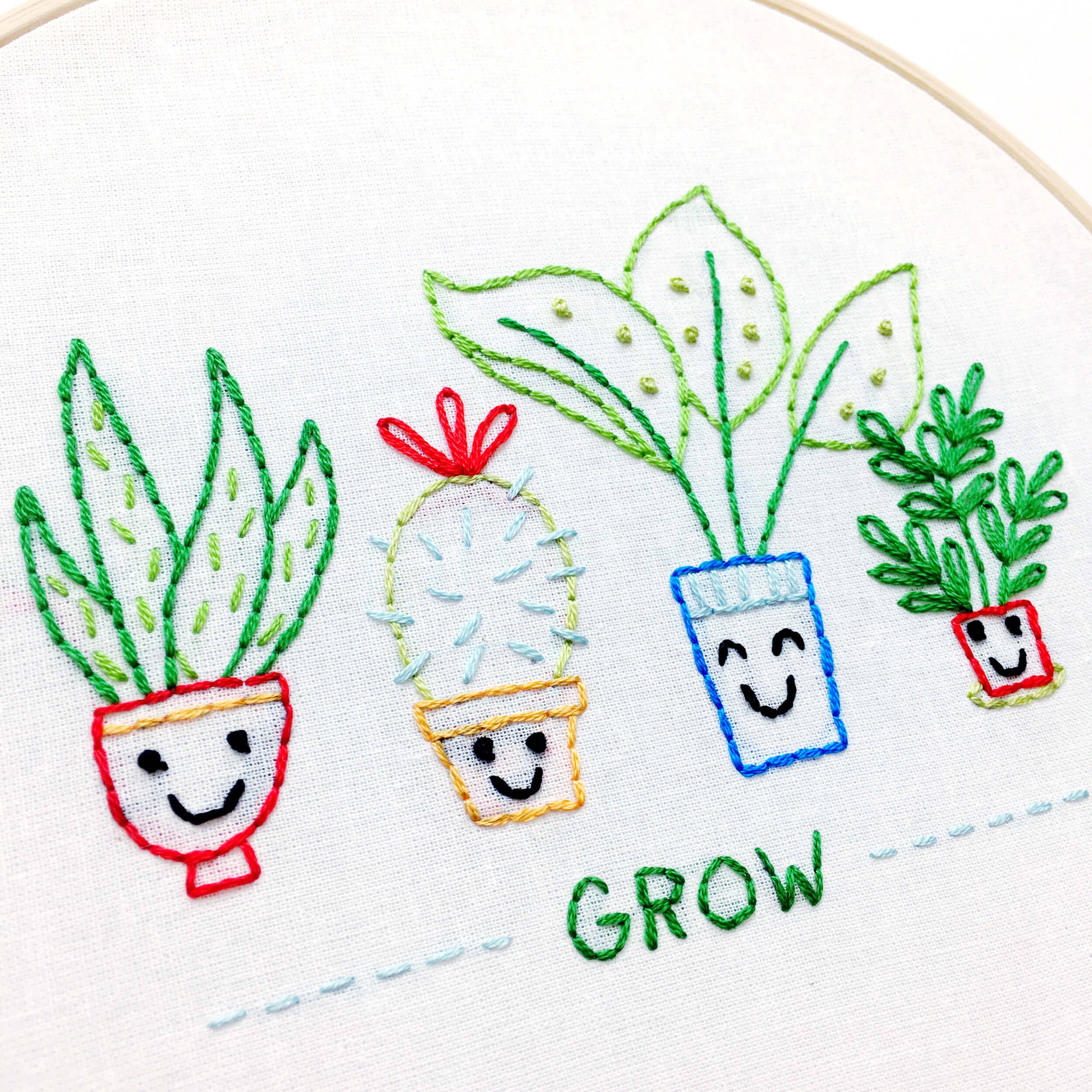 Houseplants 8" embroidery kit