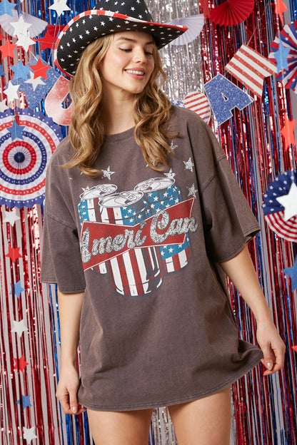 Ameri-Can Acid Washed Cotton Tee Dress