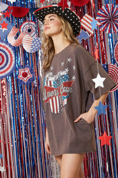 Ameri-Can Acid Washed Cotton Tee Dress