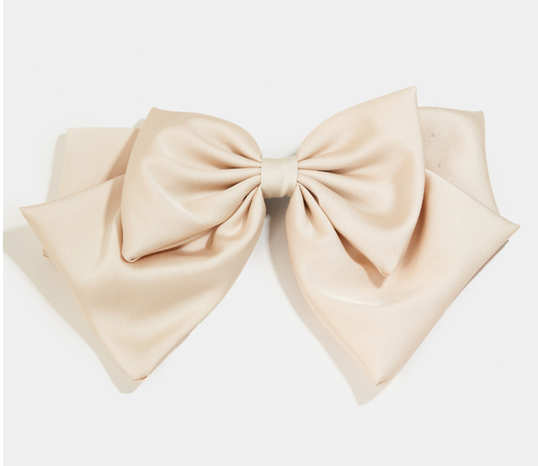 Extra Large Ribbon Bow Tie Hair Clip - Ivory