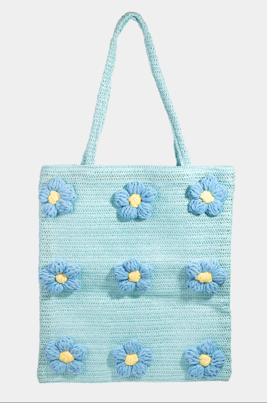 Knitted Flower Tote Bag