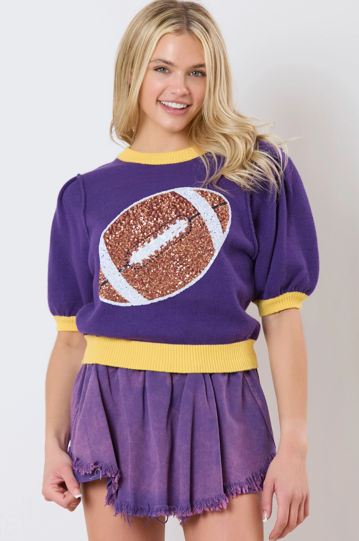 Football Tee - Purple/Yellow