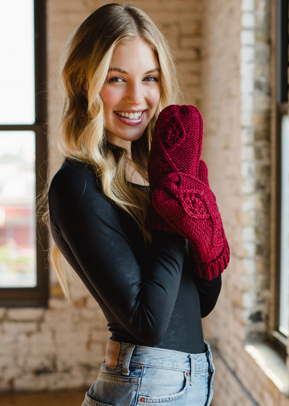 Crimson Cable Kint Mittens