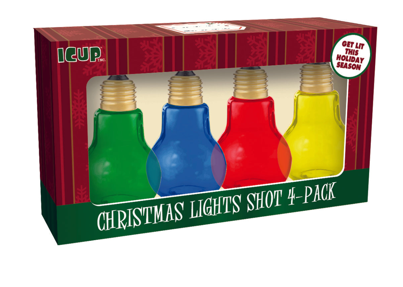 Christmas Lightbulbs Mini-Glass Set (4-Pack / 1.35 oz.)