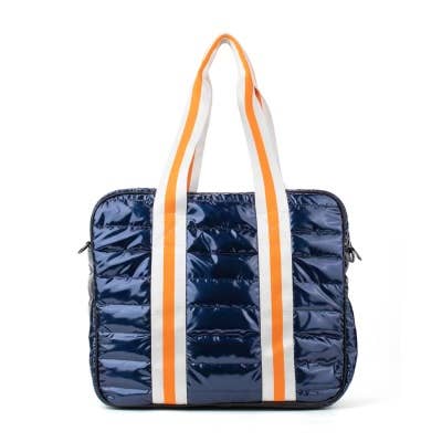 Puffer Pickle Ball Tote Navy with Orange Stripe