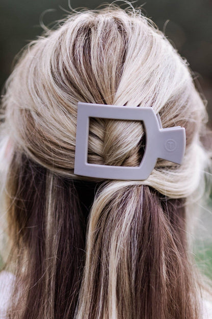 Square Flat Hair Clip | Med. | Silver Flames