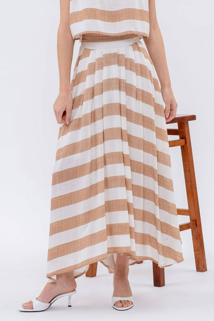 STRIPE HANDKERCHIEF MIDI SKIRT + Crop Tee (Set)