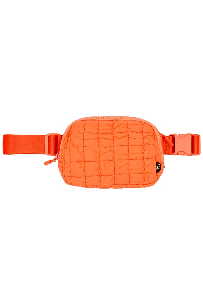 C.C Quilted Puffer Fanny Pack - Orange