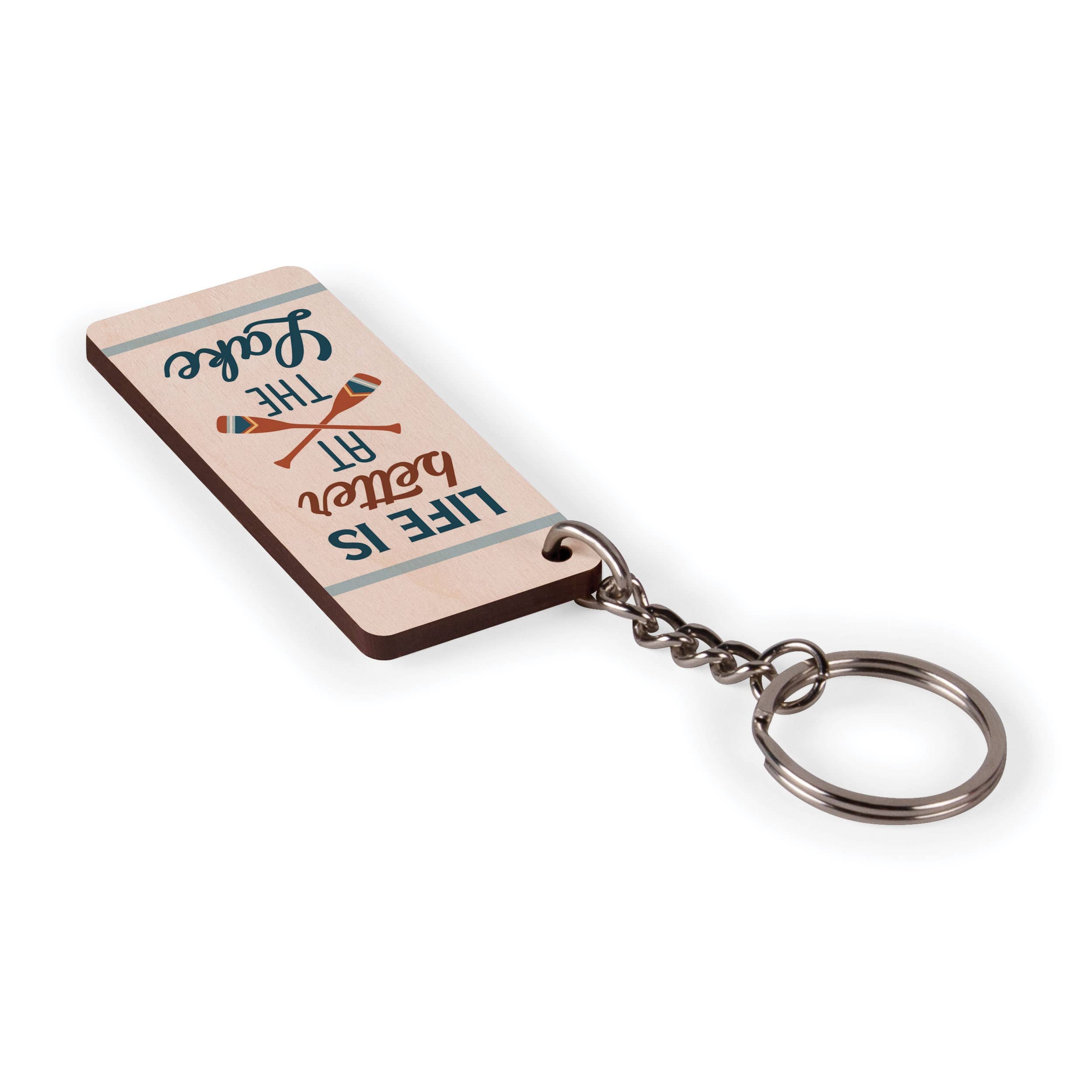 Life Is Better At The Lake Maple Veneer Keychain