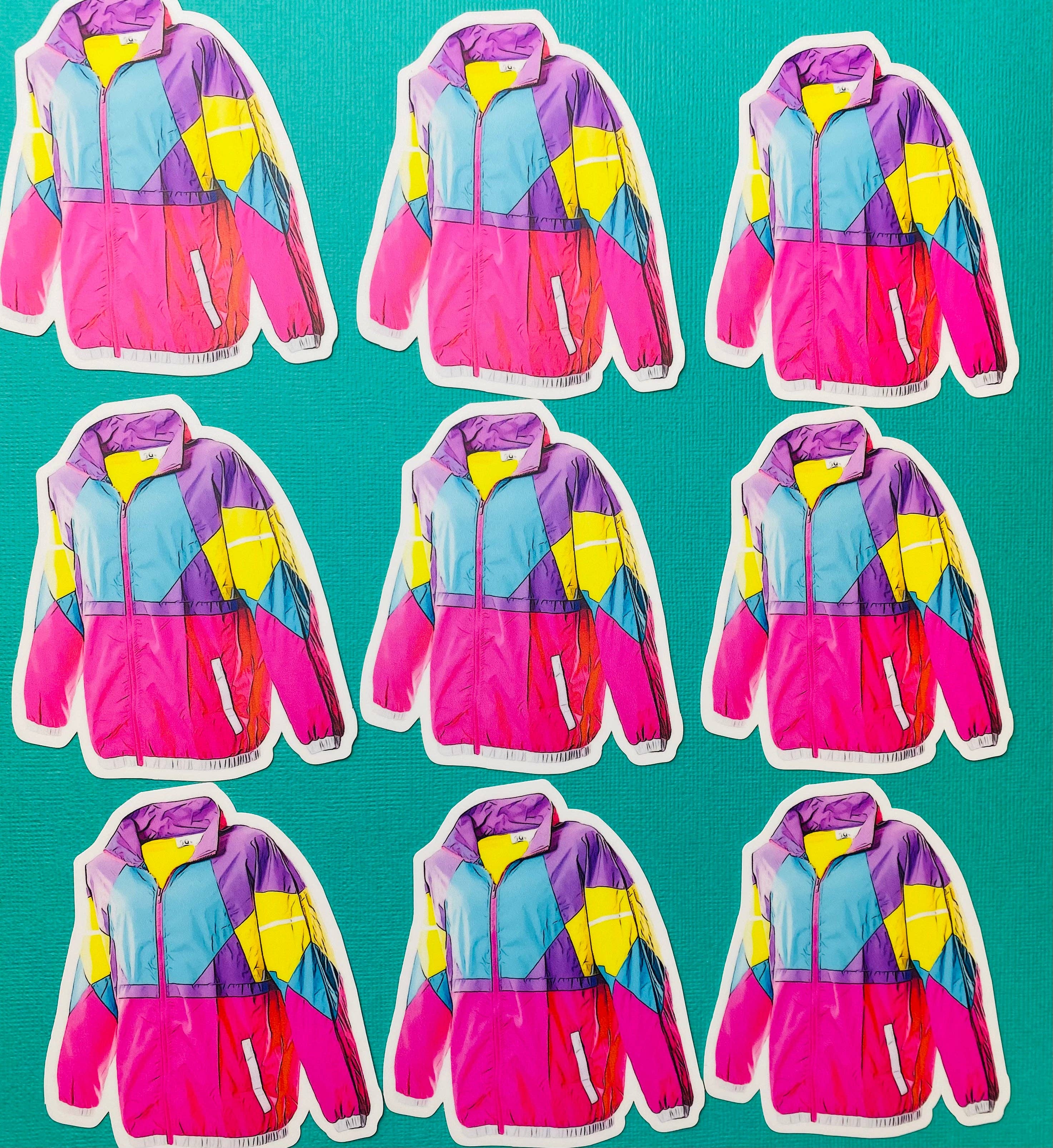 90s Windbreaker Sticker 1990 Fashion - Sticker for Nineties