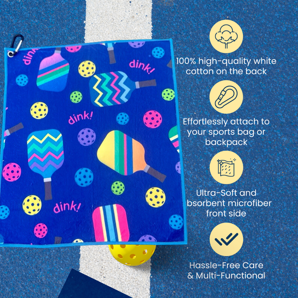 Multicolor Pickleball Microfiber/Cotton Athletic Towel