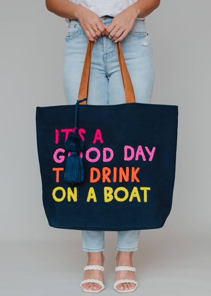 Navy Drink On A Boat Tote