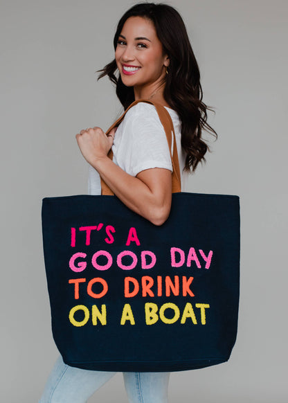 Navy Drink On A Boat Tote