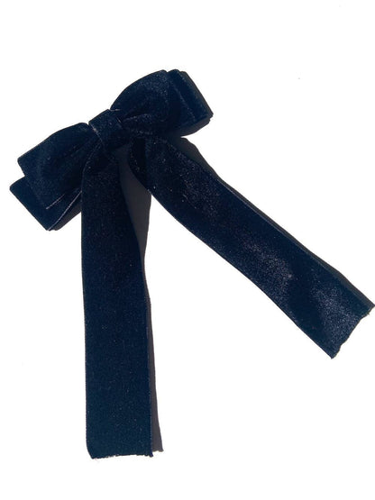 Classic Velvet Hair Bow Barrette: Black