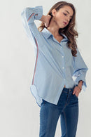 LOOSE FIT BUTTON DOWN STRIPE SHIRT