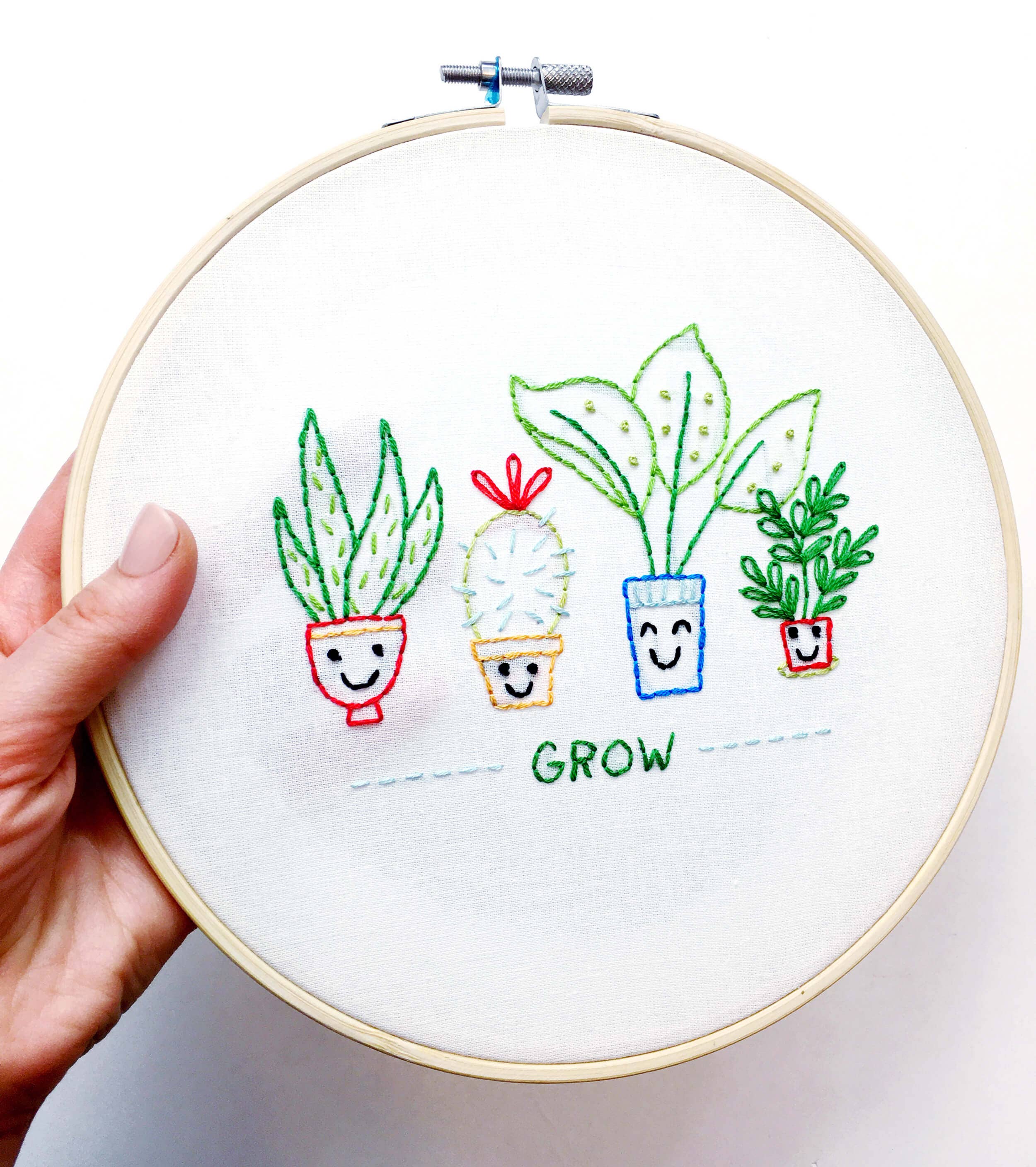 Houseplants 8" embroidery kit